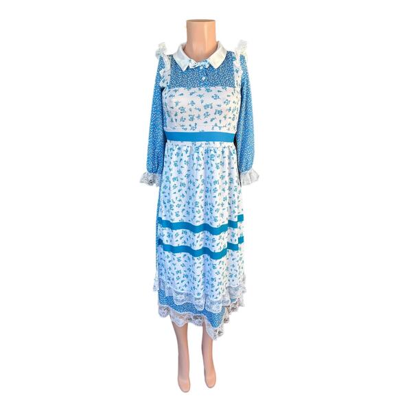 Spooktacular Creations Prairie Dress Blue White Ditsy Floral Pattern Size XS - Picture 2 of 10